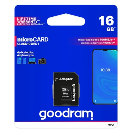 Paměťová karta 16 GB micro SDHC s adaptérem SD