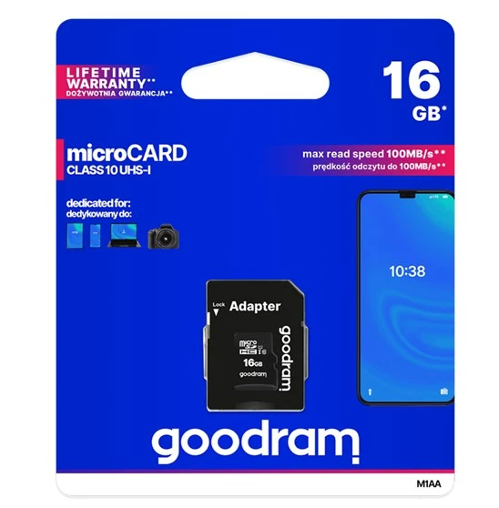Paměťová karta 16 GB micro SDHC s adaptérem SD