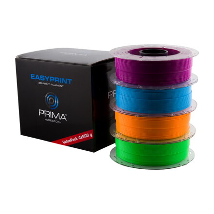 EasyPrint PLA Neonové výhodné balení - 1.75mm - 4x 500 g (Celkem 2 kg) - Neonově modrá, Neonově zelená, Neonově oranžová, Neonově fialová