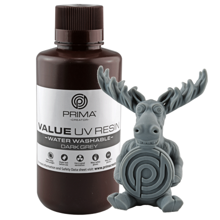 PrimaCreator Výhodná vodou omyvatelná UV pryskyřice - 500 g - Tmavě šedá