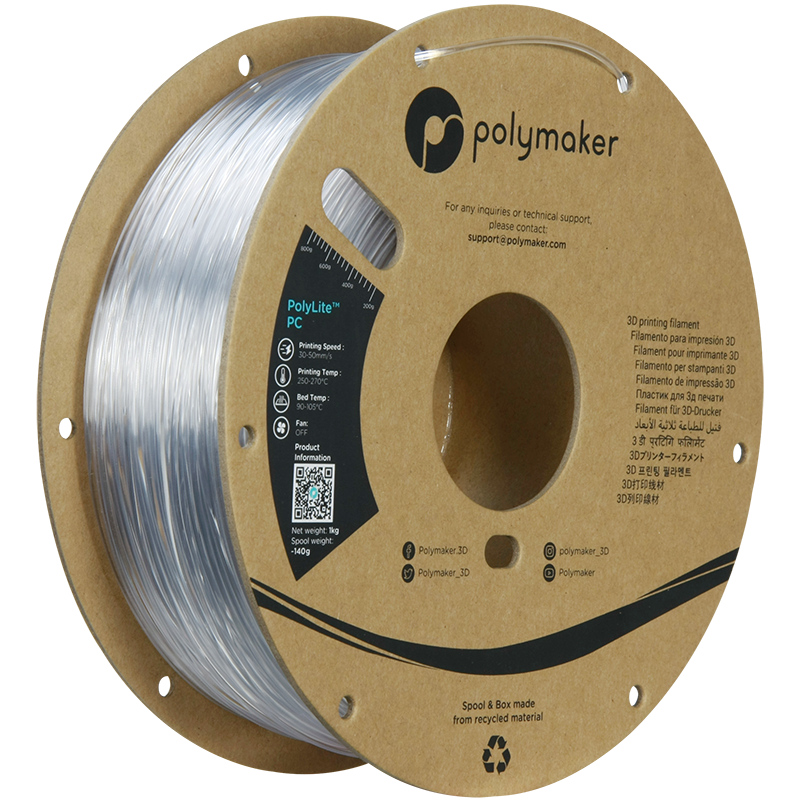PC Polilite Filament Transparent 1,75 mm polimaker 1 kg