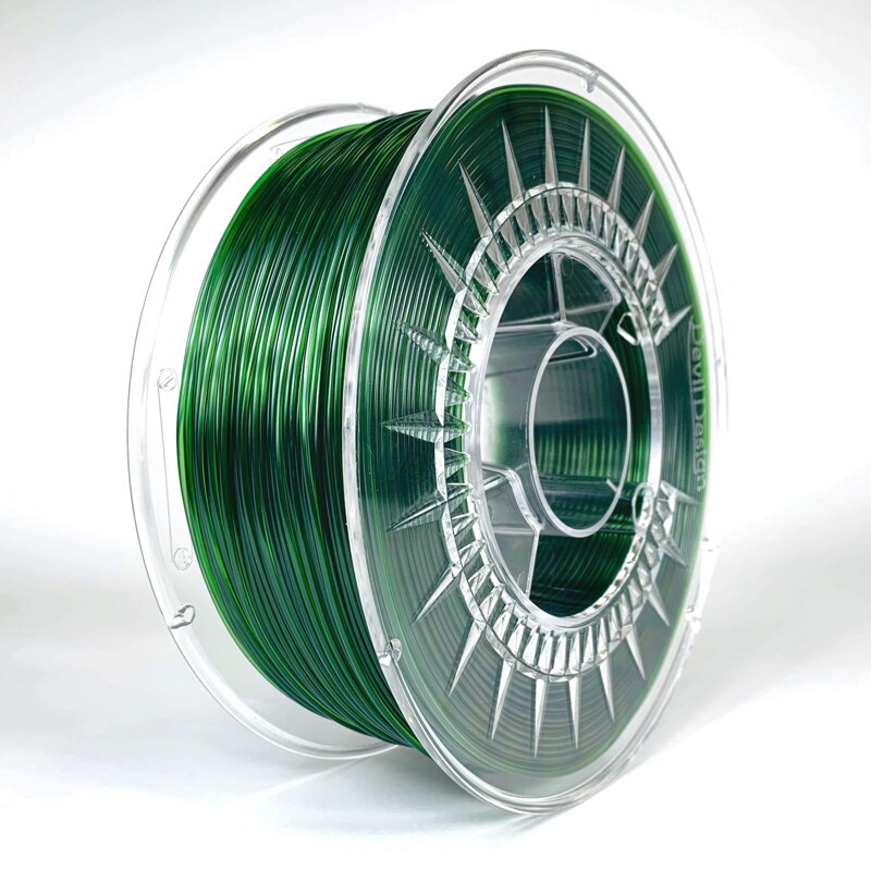 Filament PET-G 1,75 mm zielony przezroczysty zielony przezroczysty Devil Design 1 kg