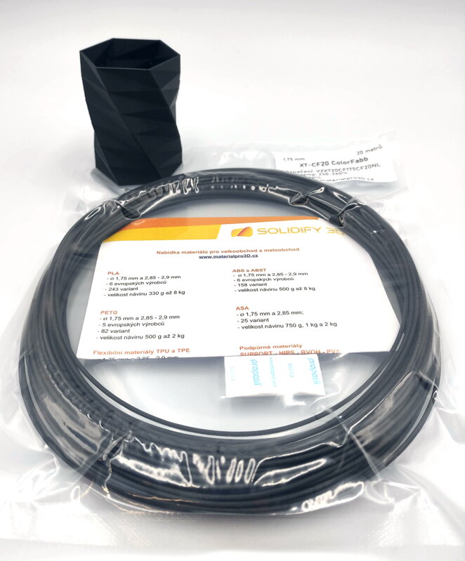 Próbka 20 metrów Black Filament XT-CF20 1,75 mm ColorFabb