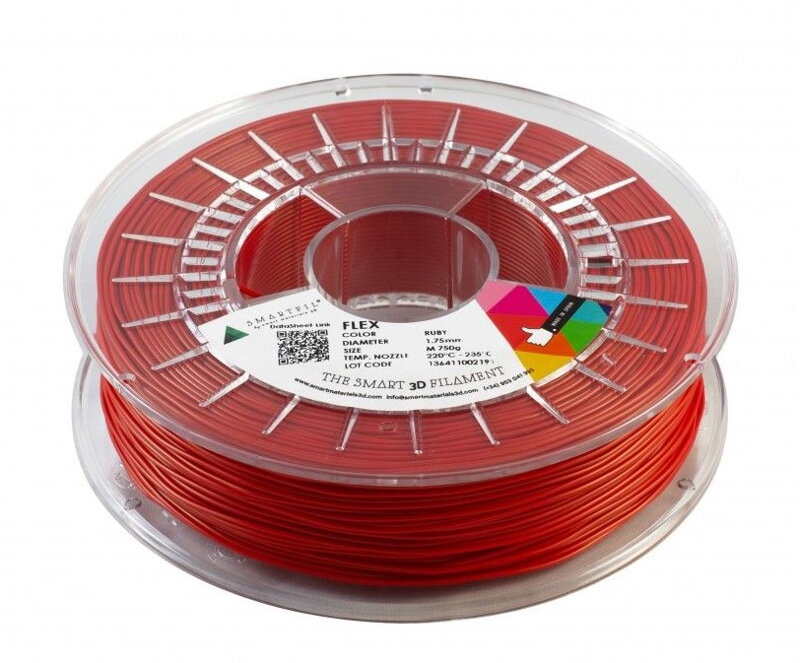 Flex Filament Rubin Red 1,75 mm Cewka SmartFil: 0,75 kg Flex Filament Rubin Red 1,75 mm Cewka SmartFil: 0,75 kg