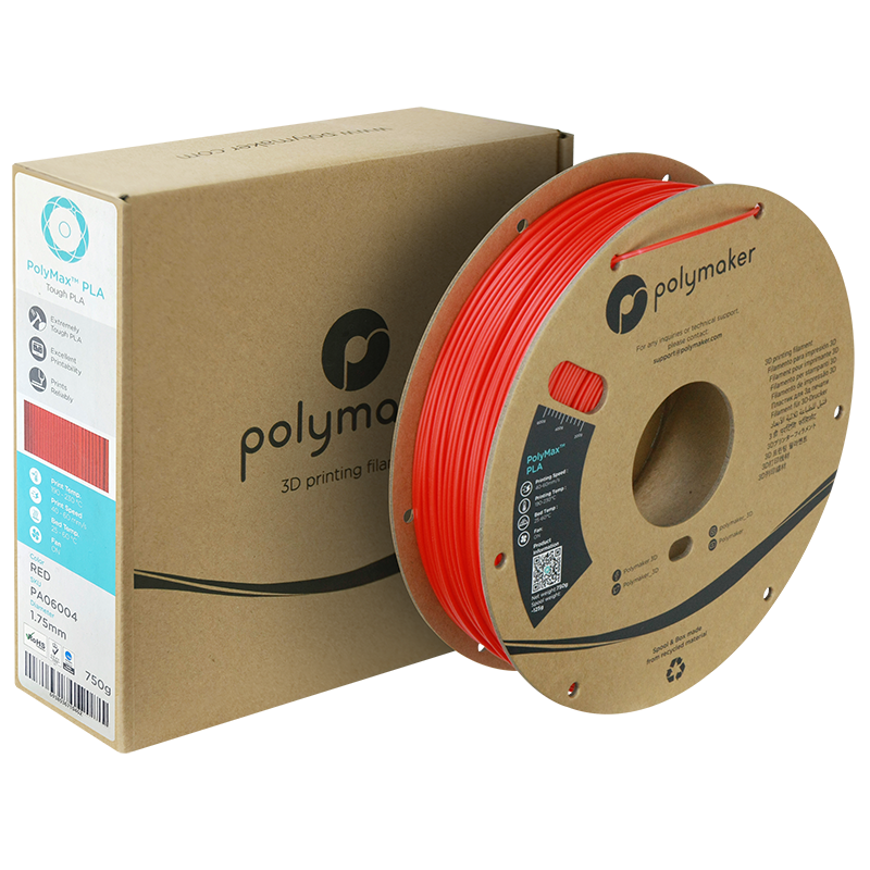 PLA Polymax Filament Czerwony 1,75 mm polimaker 750g