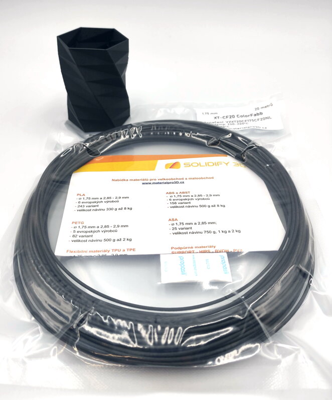 Próbka 20 metrów Black Filament XT-CF20 1,75 mm ColorFabb Próbka 20 metrów Black Filament XT-CF20 1,75 mm ColorFabb
